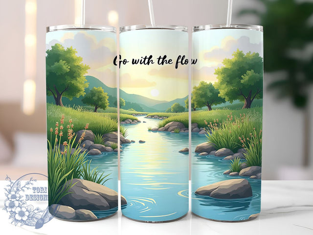 River Landscape Go with the Flow 20oz Tumbler, Go With The Flow Tumbler, Nature Tumbler, Sublimation Wrap, 20oz Tumbler, Outdoor Decor, Scenic Drinkware Sublimation ToriDesigns 