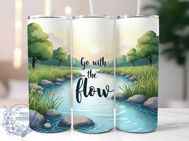 River Landscape Go with the Flow 20oz Tumbler, Go With The Flow Tumbler, Nature Tumbler, Sublimation Wrap, 20oz Tumbler, Outdoor Decor, Scenic Drinkware Sublimation ToriDesigns 