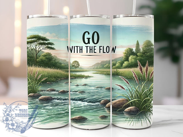 River Landscape Go with the Flow 20oz Tumbler, Go With The Flow Tumbler, Nature Tumbler, Sublimation Wrap, 20oz Tumbler, Outdoor Decor, Scenic Drinkware Sublimation ToriDesigns 