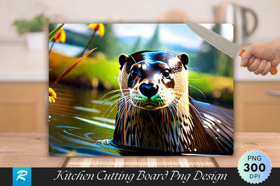 River Otter Natural Wildlife Cutting Board Sublimation Regulrcrative 