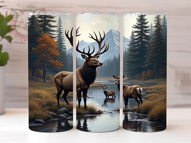 River Outdoors Deer Hunting Tumbler Wrap, River Outdoors Wrap, 20oz Sublimation Tumbler, Hunting Gift, Wildlife Drinkware, Outdoor Adventure Tumbler, Nature Lover Gift Sublimation Lara' s Designs 