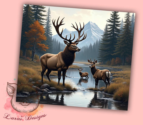 River Outdoors Deer Hunting Tumbler Wrap, River Outdoors Wrap, 20oz Sublimation Tumbler, Hunting Gift, Wildlife Drinkware, Outdoor Adventure Tumbler, Nature Lover Gift Sublimation Lara' s Designs 