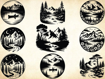 River Scene SVG Bundle, Mountain River Svg, Nature Landscape Dxf SVG Creativeart88 