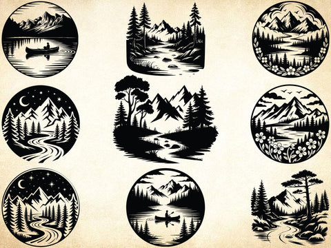 River Scene SVG Bundle, Mountain River Svg, Nature Landscape Dxf SVG Creativeart88 