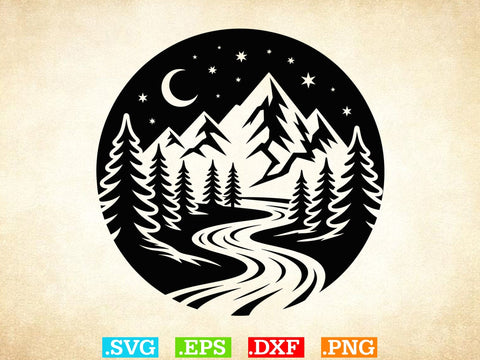 River Scene SVG Bundle, Mountain River Svg, Nature Landscape Dxf SVG Creativeart88 