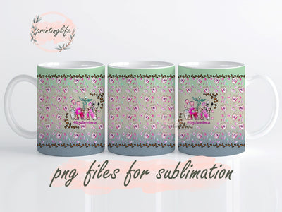 RN Registered Nurse Mug Wrap Design, Instant Digital Design Download Mug Wrap Design, Mug Design PNG Sublimation PrintingLife 