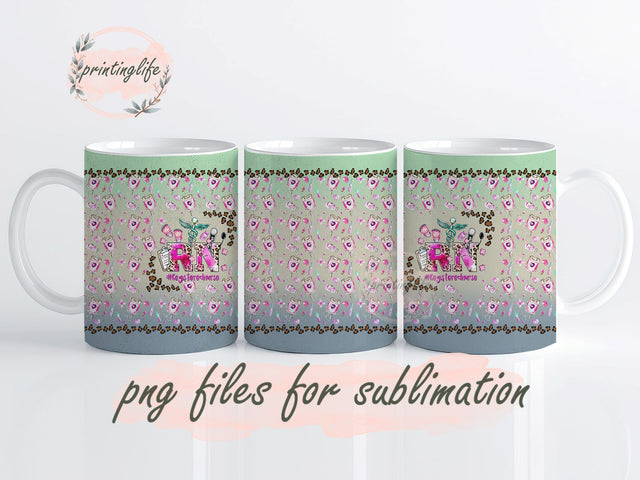 RN Registered Nurse Mug Wrap Design, Instant Digital Design Download Mug Wrap Design, Mug Design PNG Sublimation PrintingLife 