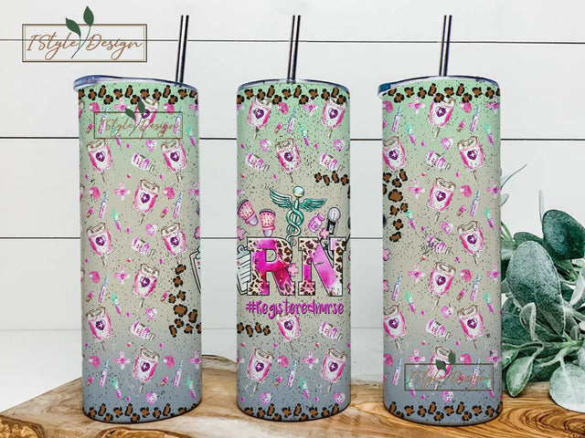 RN Registered Nurse Tumbler Wrap, 20oz Skinny Tumbler Healthcare Occupation Design PNG, Western Pink Medical Digital Download Sublimate File Sublimation iStyleDesign 