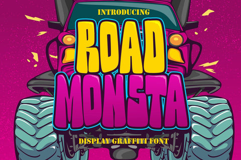 Road Monsta - Quirky Display Graffiti Font Font Mozzatype 