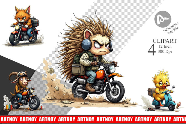 Road Rage Critters Clipart Sublimation artnoy 
