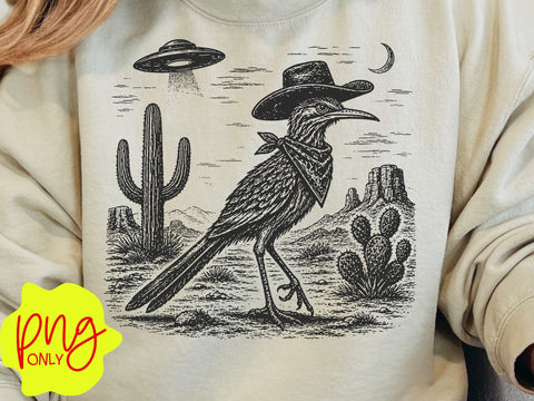 Roadrunner Western Cowboy Bird Lover Png, Wild West Ranch Style Roadrunner Vintage SVG DesignDestine 