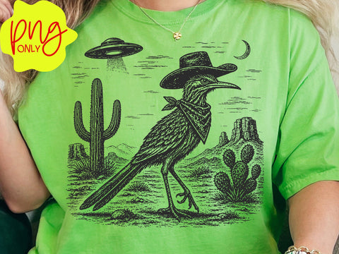 Roadrunner Western Cowboy Bird Lover Png, Wild West Ranch Style Roadrunner Vintage SVG DesignDestine 