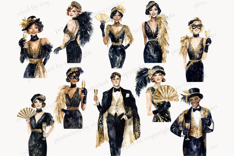 Roaring 20s Clipart | Gatsby Party Art Deco PNG Images SVG GlamArtZhanna 