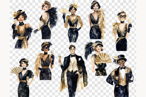 Roaring 20s Clipart | Gatsby Party Art Deco PNG Images SVG GlamArtZhanna 