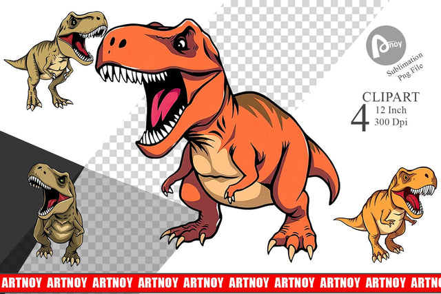 Roaring Dinosaur Clipart Sublimation artnoy 