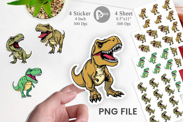 Roaring Dinosaur Sticker Sublimation artnoy 
