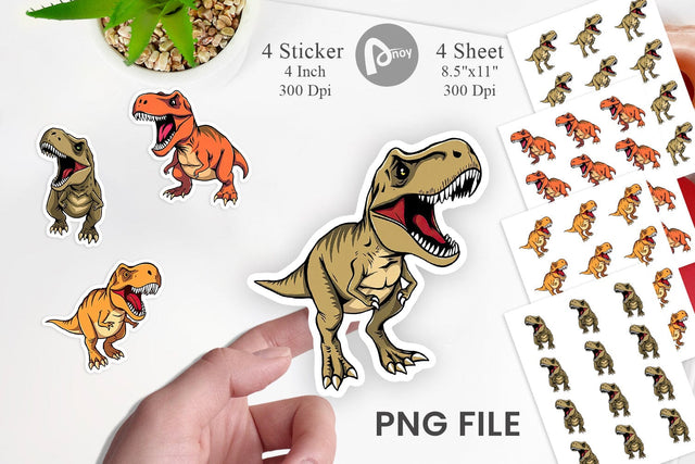 Roaring Dinosaur Sticker Sublimation artnoy 