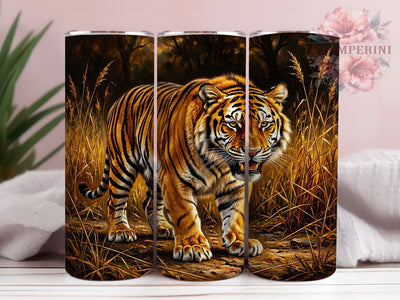 Roaring Golden Tiger 20oz Tumbler Wrap, Golden Orange, Wildlife Design, Fierce Animal, Tiger Face, 20oz Tumbler Wrap, Sublimation PNG Sublimation Li Zamperini 