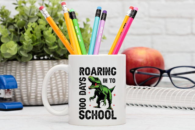 Roaring in to 100 day of school black svg Design SVG Regulrcrative 