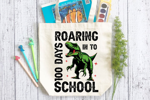 Roaring in to 100 day of school black svg Design SVG Regulrcrative 