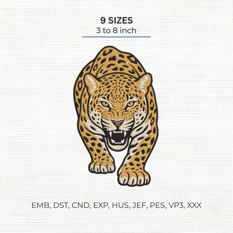 Roaring Leopard Embroidery Design – Fierce Wild Leopard Big Cat Animal Machine Embroidery File Embroidery/Applique DESIGNS PatternFeed8 