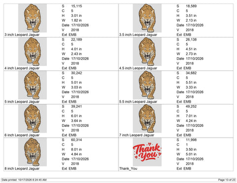 Roaring Leopard Embroidery Design – Fierce Wild Leopard Big Cat Animal Machine Embroidery File Embroidery/Applique DESIGNS PatternFeed8 