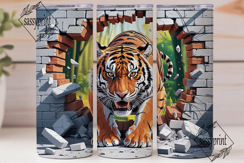 Roaring Tiger 20oz Tumbler Wrap Sublimation sassyprint 