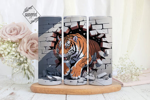 Roaring Tiger 20oz Tumbler Wrap Sublimation sassyprint 