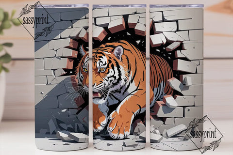 Roaring Tiger 20oz Tumbler Wrap Sublimation sassyprint 