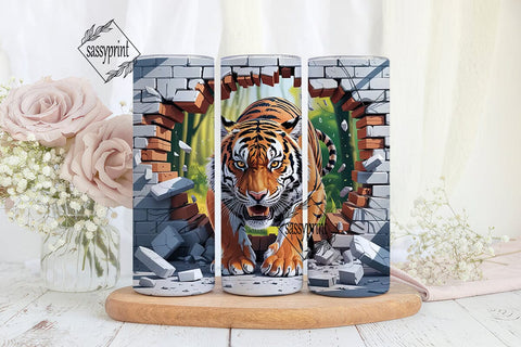 Roaring Tiger 20oz Tumbler Wrap Sublimation sassyprint 