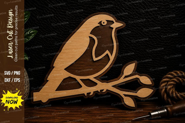 Robin Bird Branch Laser Cut Svg Design SVG Regulrcrative 