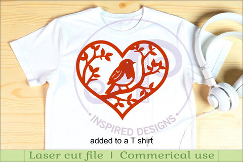 Robin bird heart wall sign, SVG file. SVG APInspireddesigns 