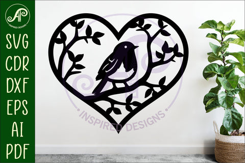 Robin bird heart wall sign, SVG file. SVG APInspireddesigns 