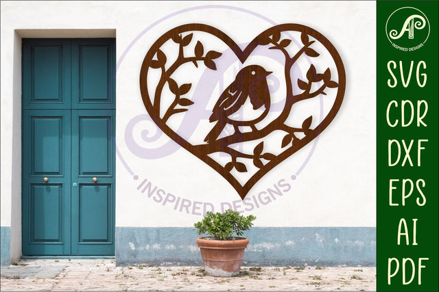 Robin bird heart wall sign, SVG file. SVG APInspireddesigns 