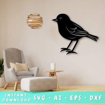 Robin Bird Laser SVG Cut File, Robin Bird Glowforge File, Robin Bird DXF, Robin Bird Wall Art SVG SVG HappyDesignStudio 