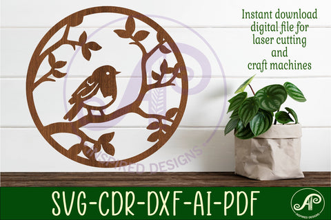 Robin bird wall art sign, SVG file. vector file SVG APInspireddesigns 