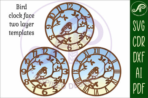 Robin bird wall clock laser cut files, SVG file SVG APInspireddesigns 
