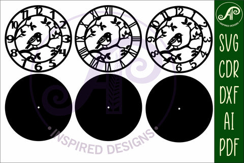 Robin bird wall clock laser cut files, SVG file SVG APInspireddesigns 
