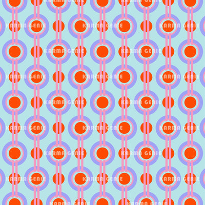 Robins Egg Blue Lavender & Blood Orange Retro Modern 70s Pattern Digital Paper Digital Pattern Karma Genie Graphics 