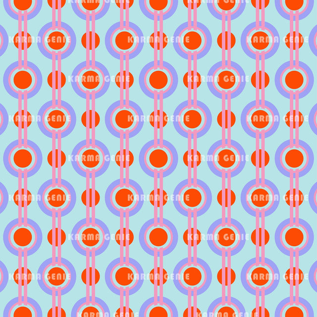 Robins Egg Blue Lavender & Blood Orange Retro Modern 70s Pattern Digital Paper Digital Pattern Karma Genie Graphics 