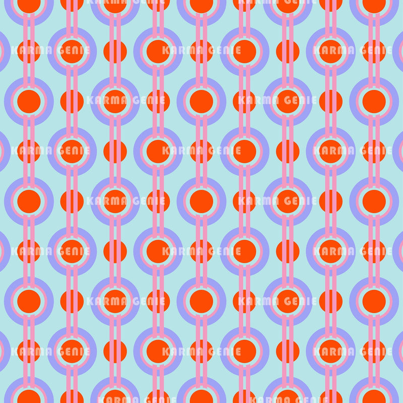 Robins Egg Blue Lavender & Blood Orange Retro Modern 70s Pattern Digital Paper Digital Pattern Karma Genie Graphics 