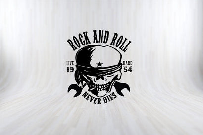 Rock and roll Never Dies Funny Skull Quotes SVG PNG T-shirt Design SVG SVG Print File 