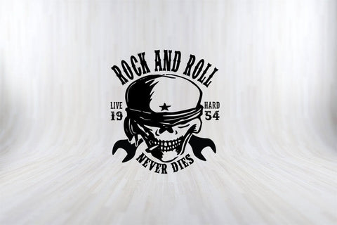 Rock and roll Never Dies Funny Skull Quotes SVG PNG T-shirt Design SVG SVG Print File 