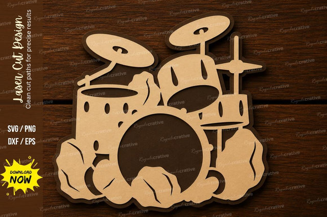 Rock Drum Set Music Laser Cut SVG File SVG Regulrcrative 