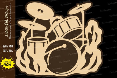 Rock Drum Set Ornament Laser Cut SVG File SVG Regulrcrative 