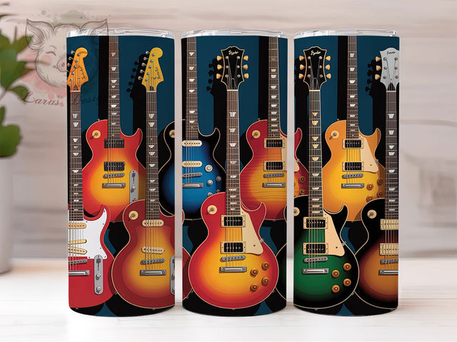 Rock Electric Guitar Tumbler, Music Tumbler Design, Guitar 20oz Wrap, Sublimation Design, Rock Lover Gift, Stylish Guitar Wrap, Musical Instrument Tumbler Sublimation Lara' s Designs 