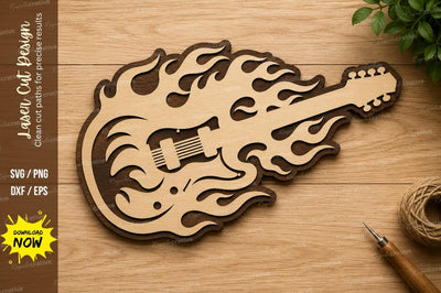 Rock Flame Guitar Laser Cut SVG Design SVG Regulrcrative 