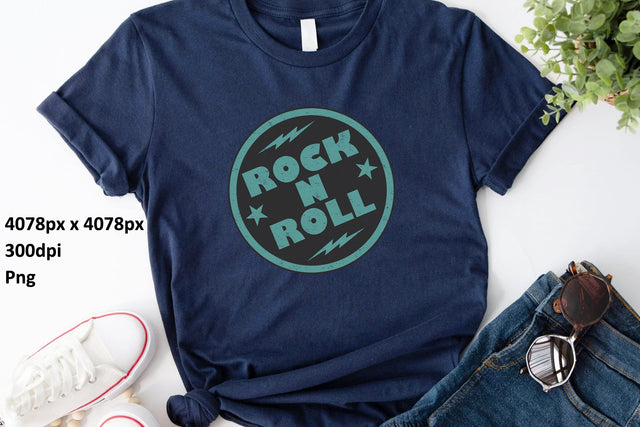 Rock N Roll - Vintage Rock Music Design Sublimation Karma Genie Graphics 