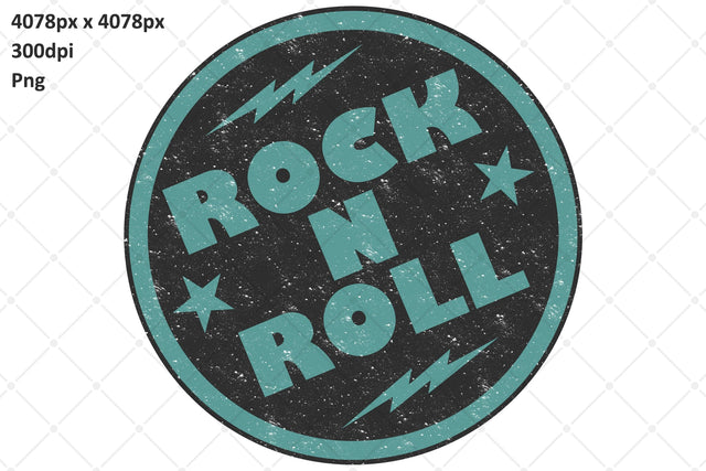 Rock N Roll - Vintage Rock Music Design Sublimation Karma Genie Graphics 