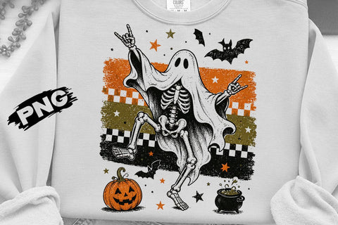 Rock On Ghost Skeleton Halloween PNG SVG DesignDestine 